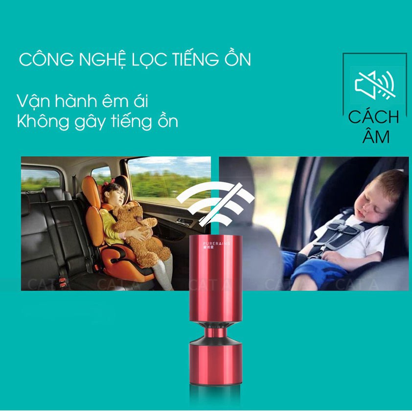 Máy lọc không khí mini cao cấp PURERAINS - Máy lọc không khí dành cho xe hơi, ô tô, phòng ngủ - Chính hãng