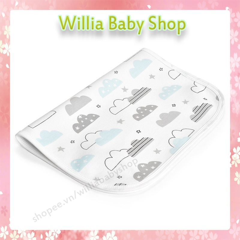 Tấm lót chống thấm cho bé willia babyshop, miếng lót sơ sinh 4 lớp Insular(50x70cm) an toàn cho làn da bé