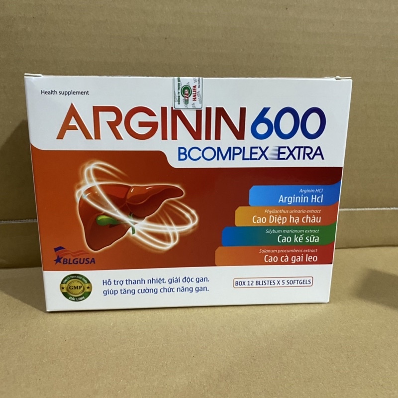 Viên uống giải độc gan ARGININ 600 Bcomplex Extra Hộp 60 viên có chứa Cà gai leo ,cao kế sữa giúp thanh nhiệt mát gan