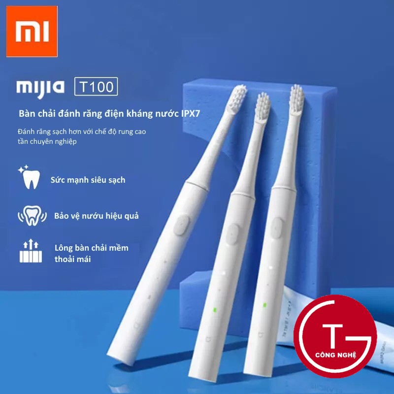 [Đủ màu] Bàn chải điện xiaomi Mijia T100 kháng nước ipx7 bảo vệ nướu bàn chải đánh răng điện nhẹ 46g