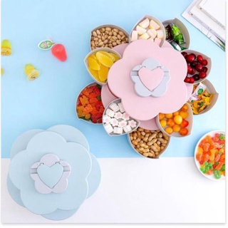 Hộp đựng bánh kẹo, khay đựng mứt tết nhiều cánh hoa xoay yoota