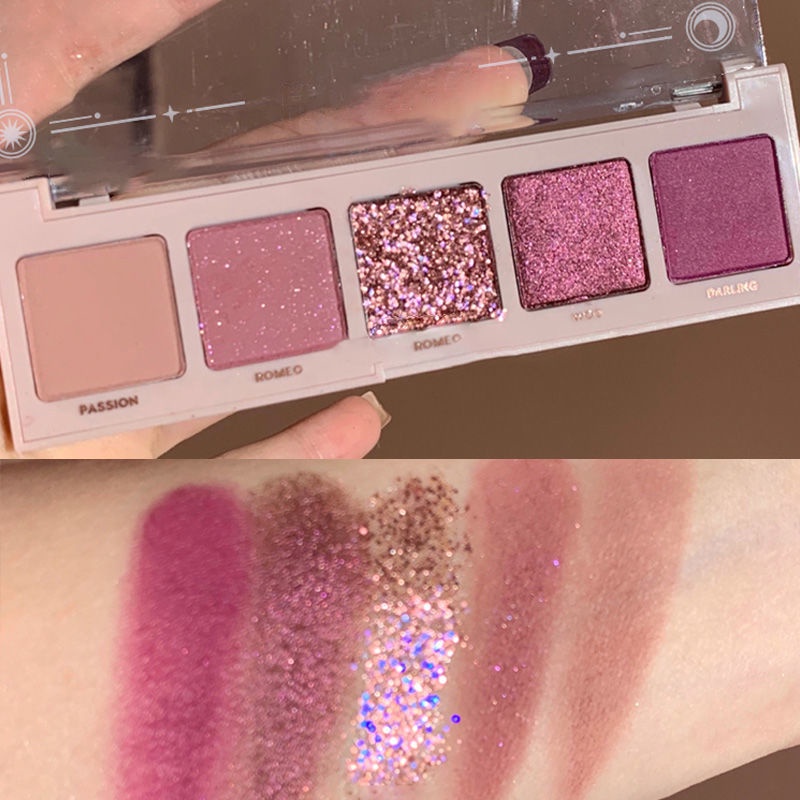 Bảng Phấn Mắt 5 Màu Lì/Nhũ Ngọc Trai Thời Trang Độc Đáo