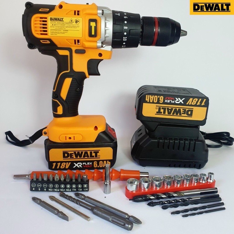 [Xả Kho] Khoan Pin Dewalt 3 chức năng có búa - Động cơ siêu mạnh mẽ - Pin khủng 10 Cell kèm phụ kiện