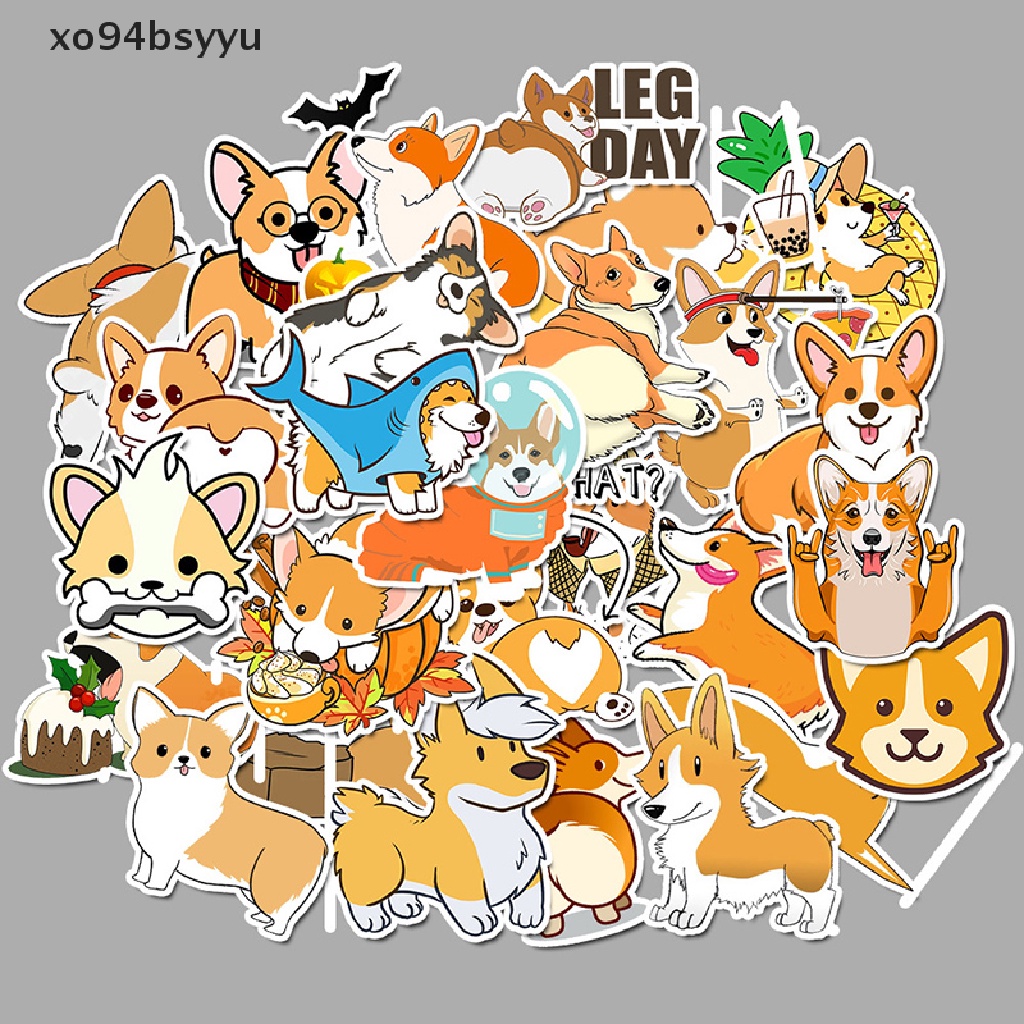 Bộ 50 Miếng Dán Hình Chú Chó Corgi Chống Thấm Nước Dùng Trang Trí Laptop / Xe Hơi xo94bsyyu