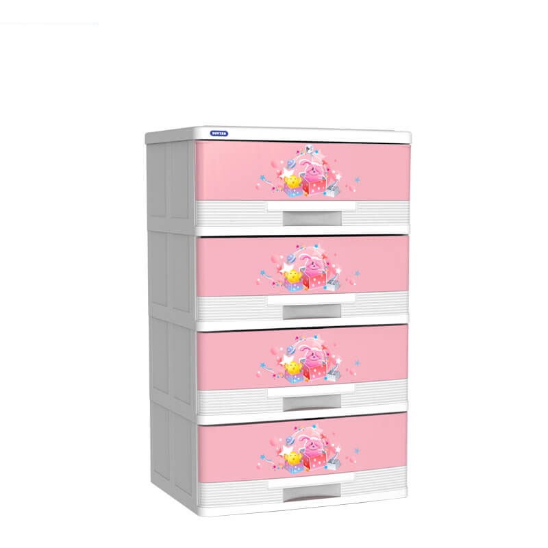 Tủ nhựa Duy Tân đại kiểu 4 ngăn màu trắng, cam, hồng, dương. Kích thước (rộng x sâu x cao): 57 x 47 x 94 cm