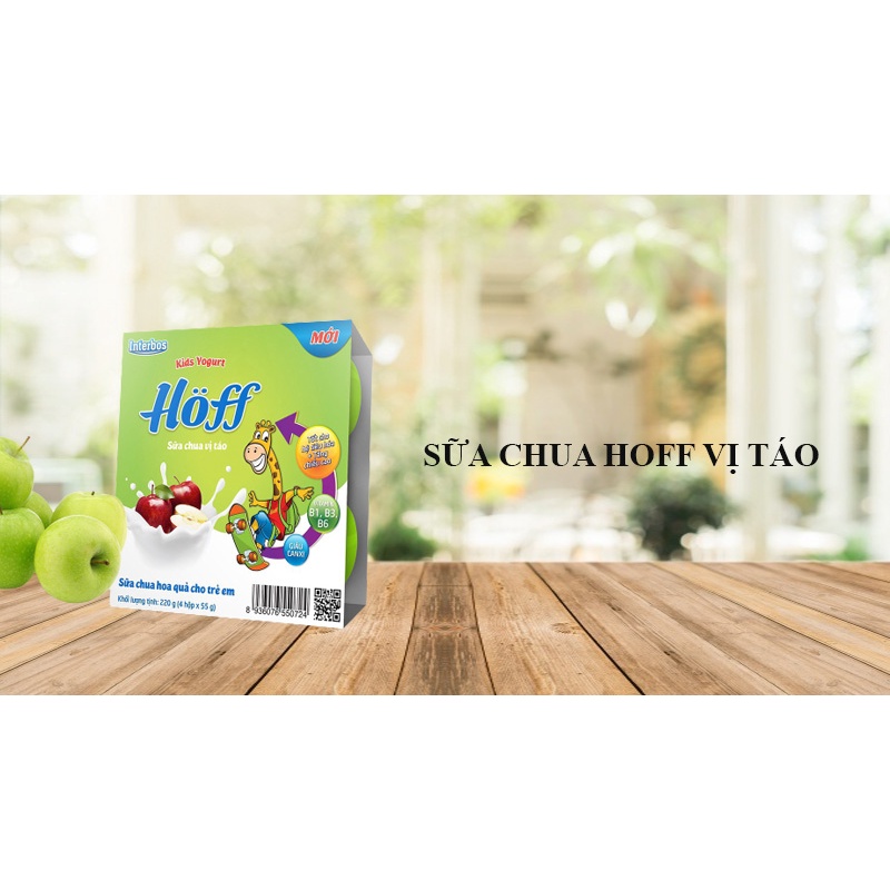 Sữa chua hoa quả hoff cao cấp cho trẻ từ 6M+ VỈ 4 HỘP vị táo