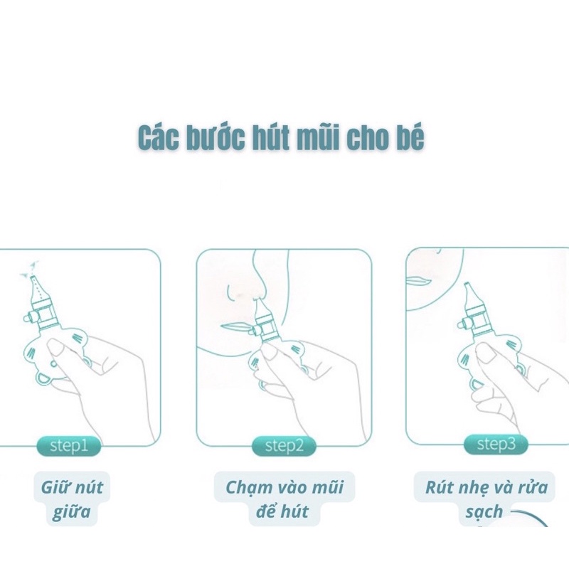 Dụng cụ hút mũi hình GấuFREESHIPMáy hút mũi, dụng cụ làm sạch mũi cho trẻ sơ sinh, an toàn đầu silicon siêu mềm