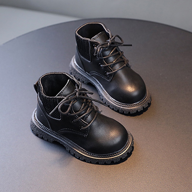 Giày Bốt Martin Cổ Thấp Phối Khóa Kéo Bên Hông Thời Trang Anh Quốc Cho Bé