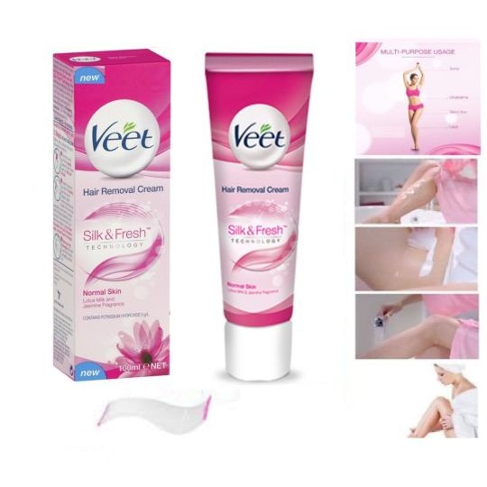 Kem Tẩy Lông Dành Cho Da Nhạy Cảm Veet Hair Removal Cream Silk &amp; Fresh 100ml