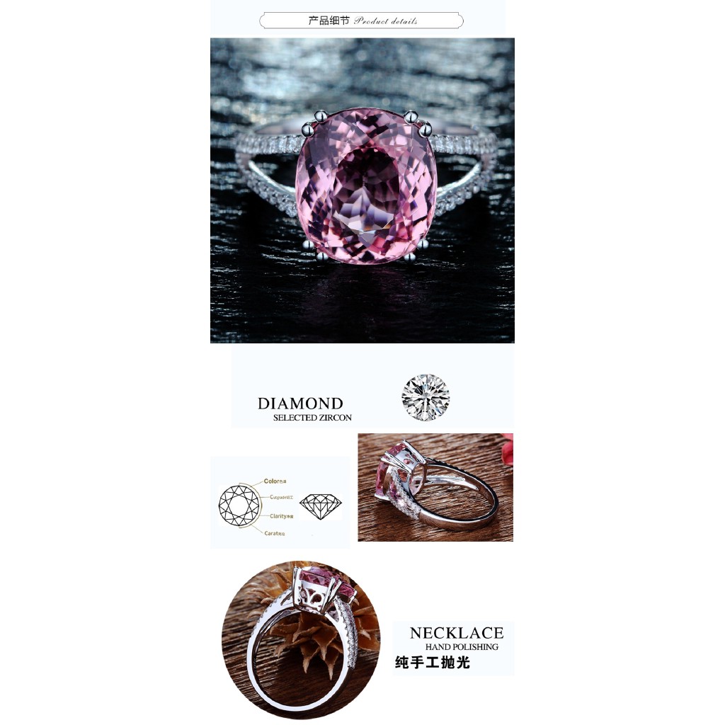 Nhẫn đính đá hồng sang trọng thời trang cho nữ