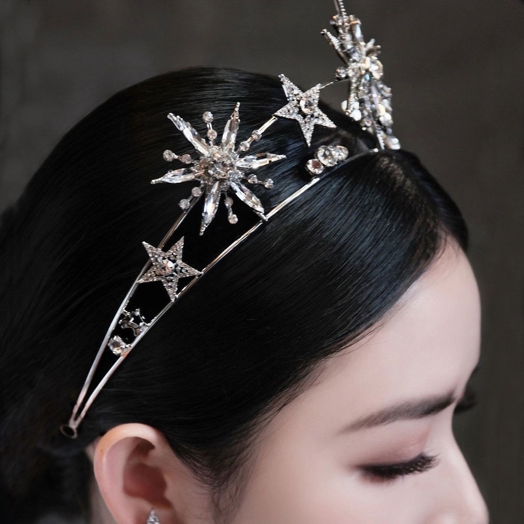 Vương miện cô dâu đính đá phong cách Hàn Quốc cổ điển sang trọng