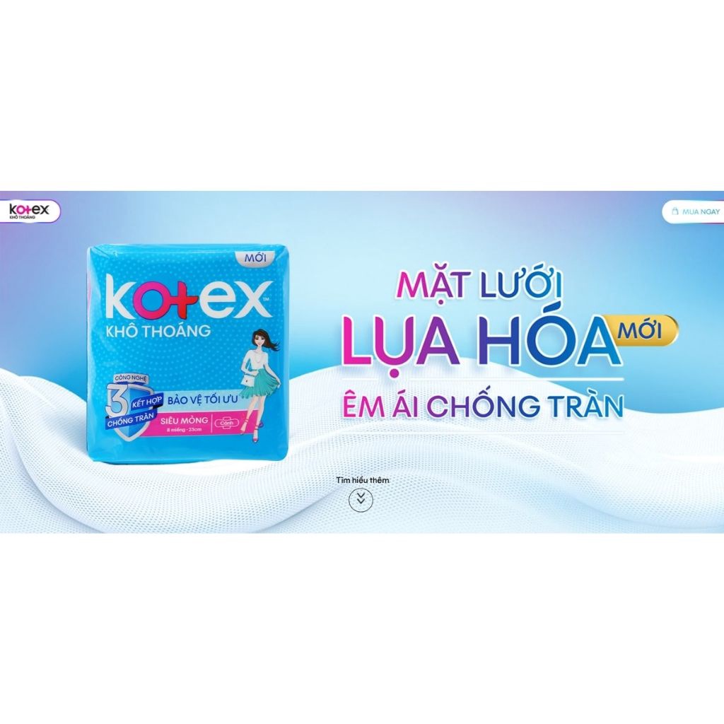 Băng vệ sinh Kotex khô thoáng Maxi cánh 8 miếng
