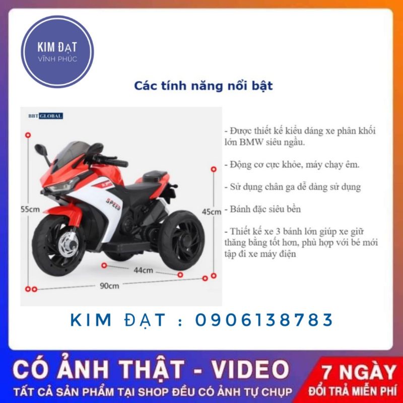 Xe máy điện cho bé r3 618 kiểu dáng thể thao . xe máy phân phối lớn