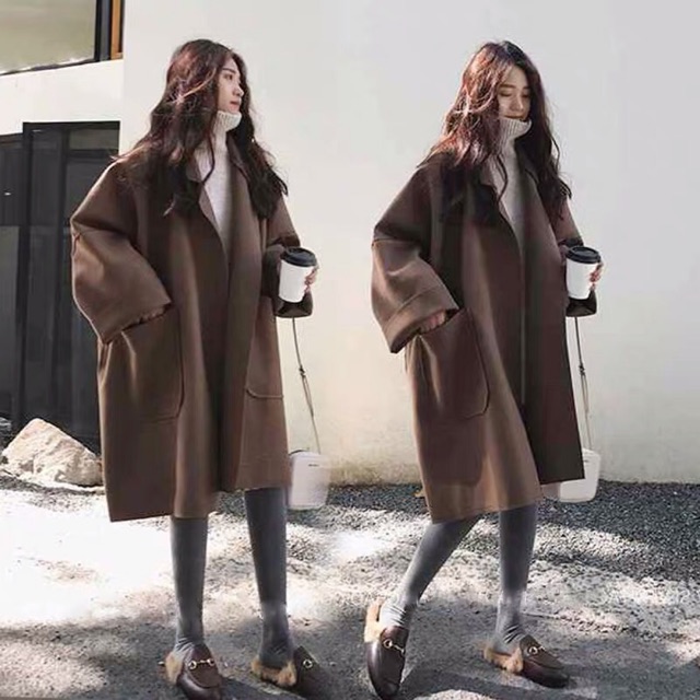 {order bigsize,M-4xl}Áo dạ miếng mỏng dáng lỡ hàn quốc