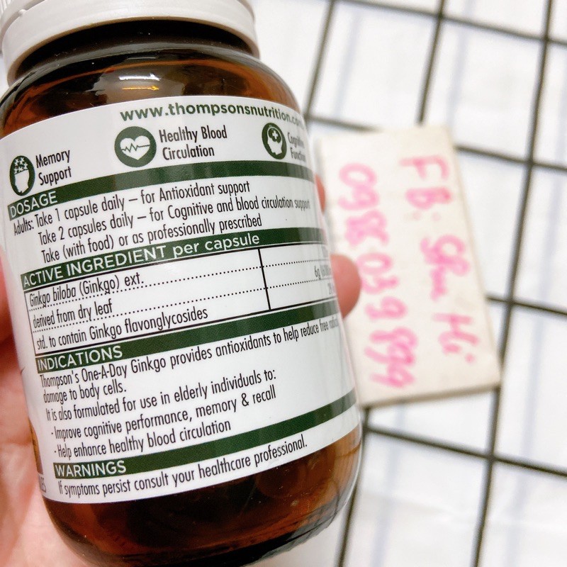 Viên uống bổ não, hoạt huyết dưỡng não - Thompson's One-A-Day Ginkgo 6000mg 60 viên - đủ bill Chemist Úc | BigBuy360 - bigbuy360.vn