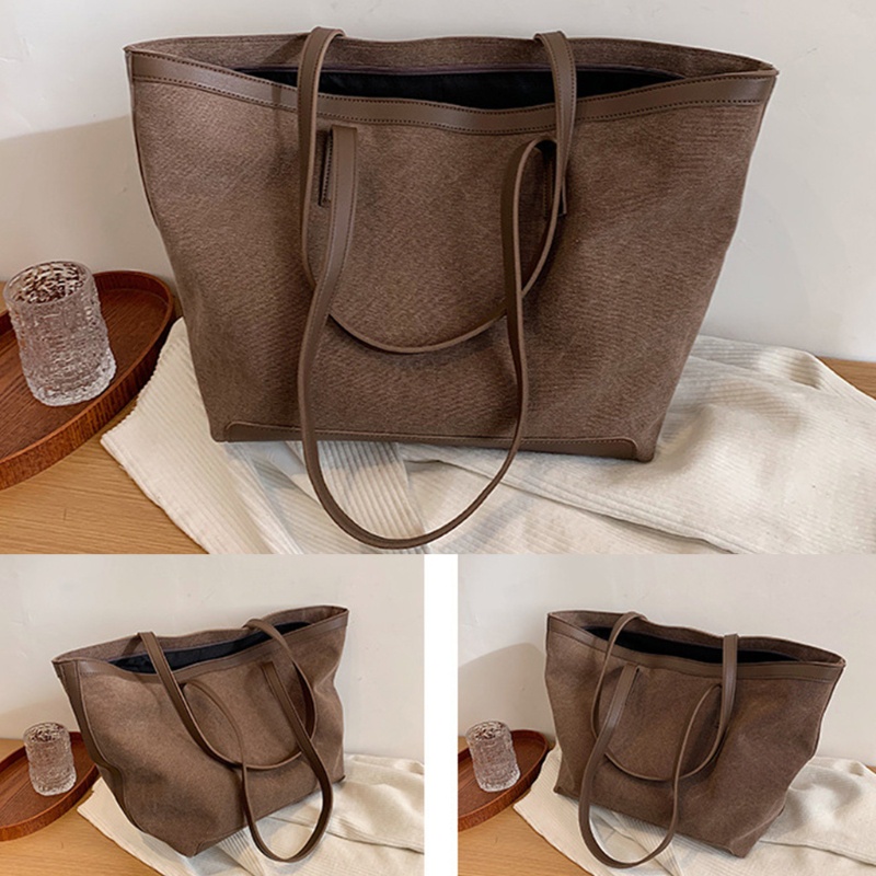 Túi vải Cỡ Lớn Màu Trơn Phong Cách Vintage Cho Nữ