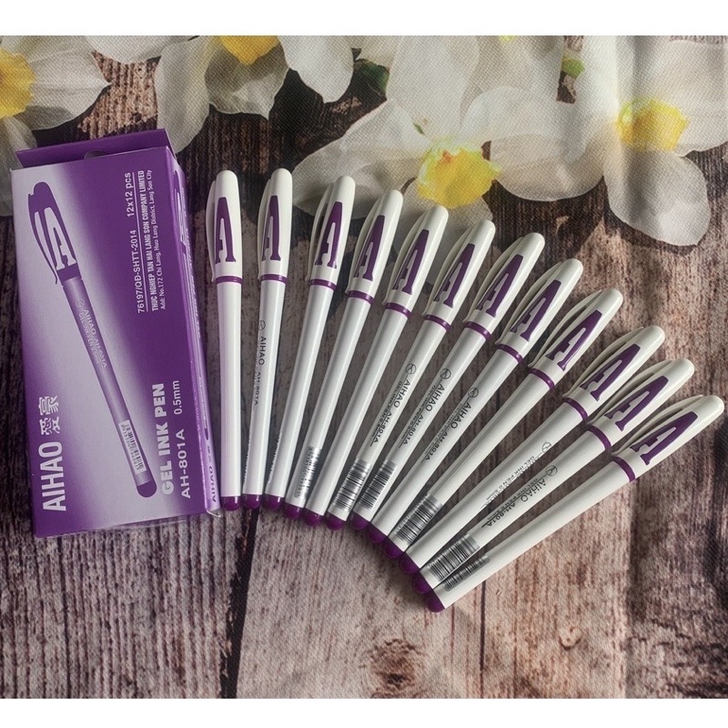 Hộp 12 cây bút gel chữ A Aihao nét đều đẹp viết êm
