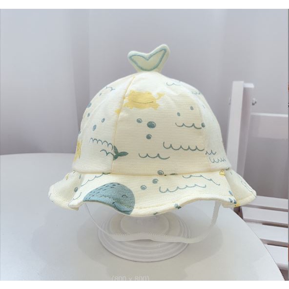 Mũ vành sơ sinh 100% cotton siêu mềm họa tiết đáng yêu bé gái