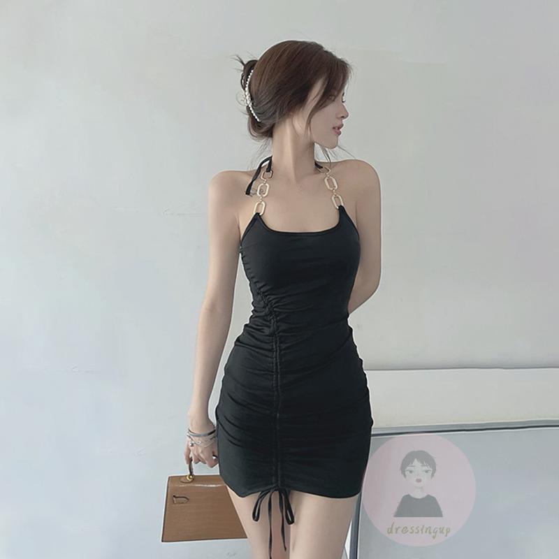 Đầm Dây Rút Trước Cổ Ôm Dáng Thời Trang Mùa Hè Cho Nữ