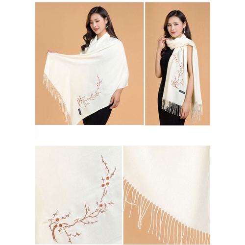 Khăn choàng nữ Cashmere SZone Chất Len Dệt Mịn 200x70cm Thu Đông