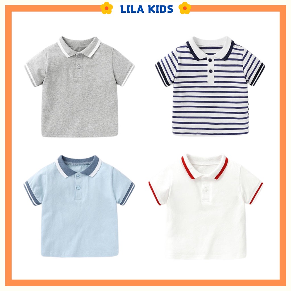 Áo Polo cho bé trai LILA KIDS, Áo cho bé chất cotton hàng cao cấp cho bé từ 10-25kg