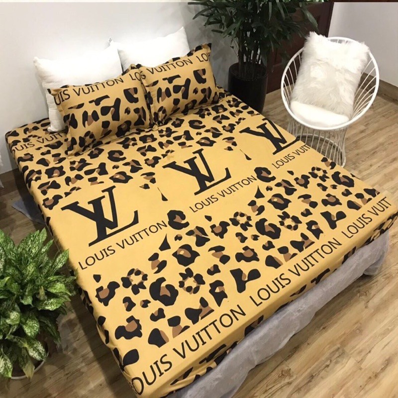 Bộ Ga Gối 3 Món Cottong Poly - LV Da Báo