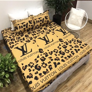 Bộ Ga Gối 3 Món Cottong Poly - LV Da Báo