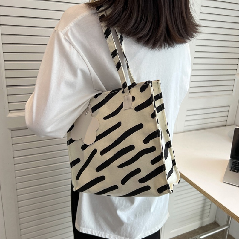 IELGY Túi Đeo Vai Vải canvas Cỡ Lớn In Họa Tiết Ngựa Vằn Đơn Giản Thời Trang Cho Nữ
