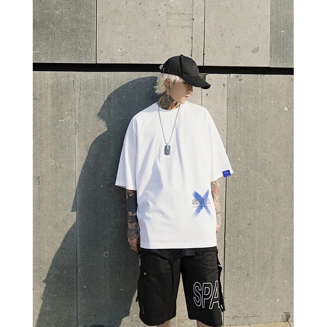 Áo thun tay lỡ nam nữ , áo phông form rộng shopcossi chất cotton in hình chữ X