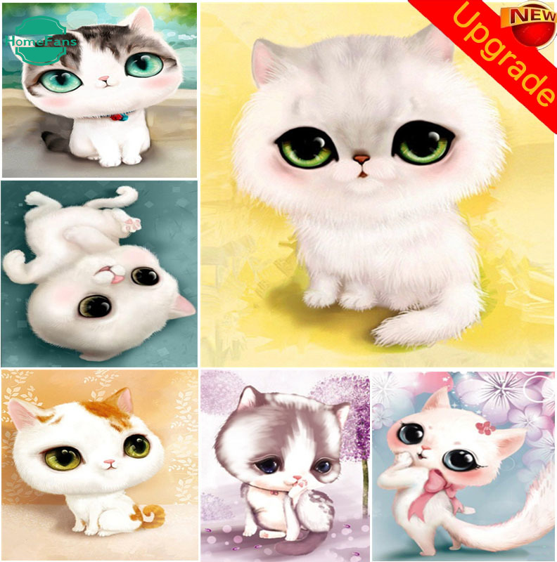 Bộ tranh đính đá 5D tự làm 30*40cm họa tiết chú mèo hoạt hình dùng để trang trí nhà