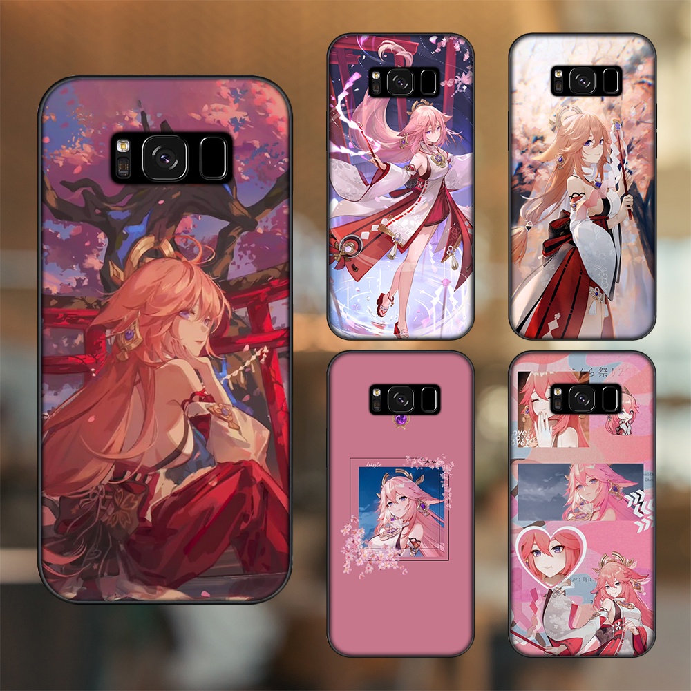 Ốp lưng Samsung S8, S8 Plus viền đen in hình Yae Miko Genshin Impact