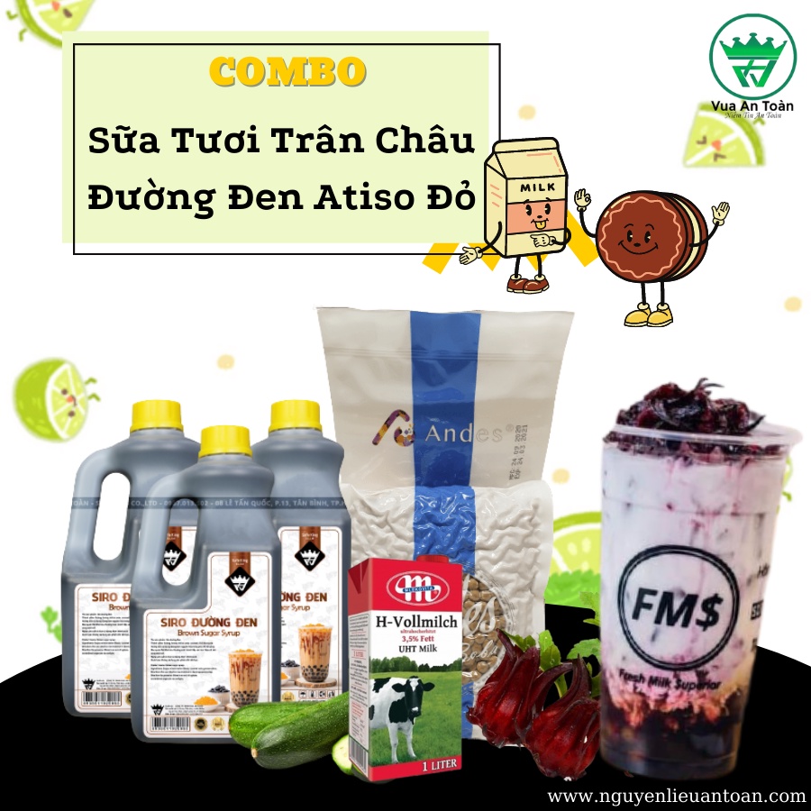 COMBO Sữa Tươi Trân Châu Đường Đen Atiso Đỏ