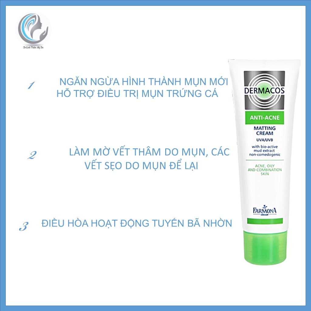 Kem dưỡng ẩm cho da dầu mụn Dermacos Anti Acne giảm bóng nhờn và ngừa mụn DA01