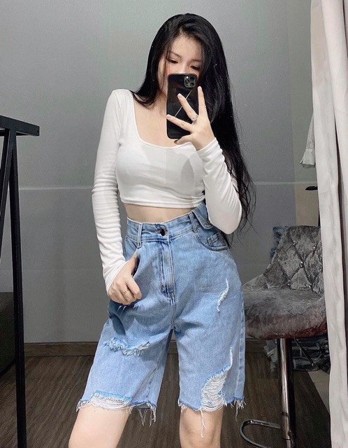 ♦️Quần Jeans Ngố Rách Túi Nắp