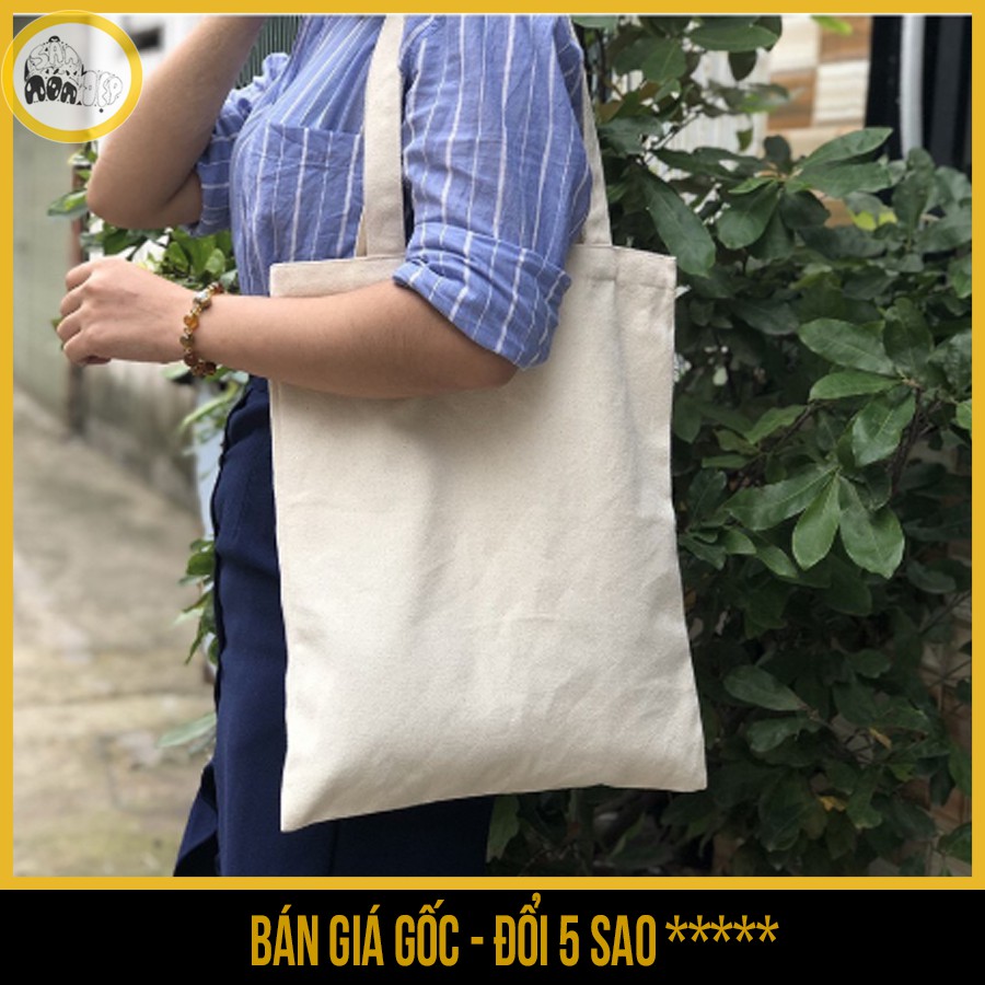 Túi vải tote nữ Canvas trơn trắng,đen có khóa kéo - Săn Nón Đẹp