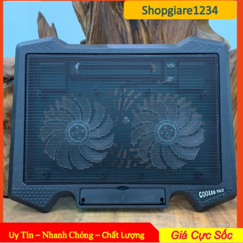 Đế tản nhiệt Laptop Cooling Pad N99 - 2 quạt, đèn led, đế nâng 17 inch trở xuống