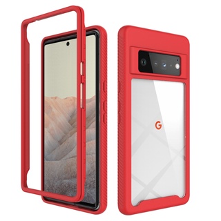 Google Pixel 5 6 7 Pro 6A 5A 4A 5G Casing 3 in 1 Luxury Shockproof Armor Case Front Back Double Protection Transparent Hard Soft silicone Phone Protective Back Cover
