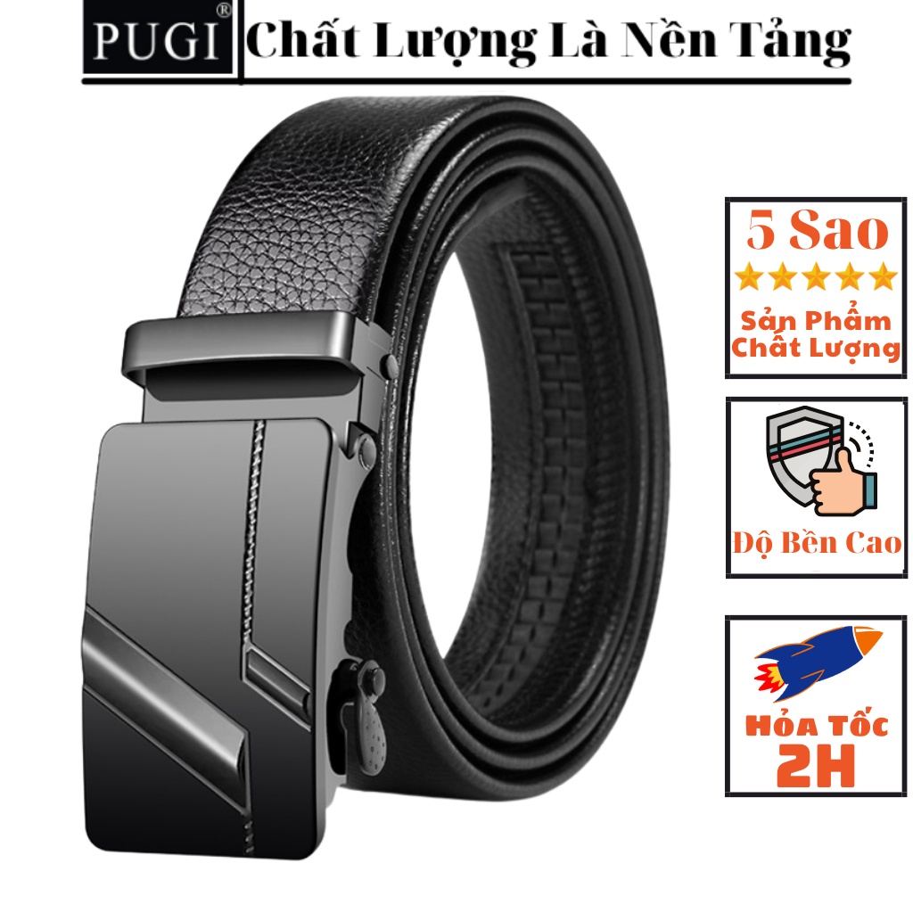 Thắt lưng nam da chống nước,dây nịt nam khóa chống gỉ độ bền cao thời trang PUGI - R30
