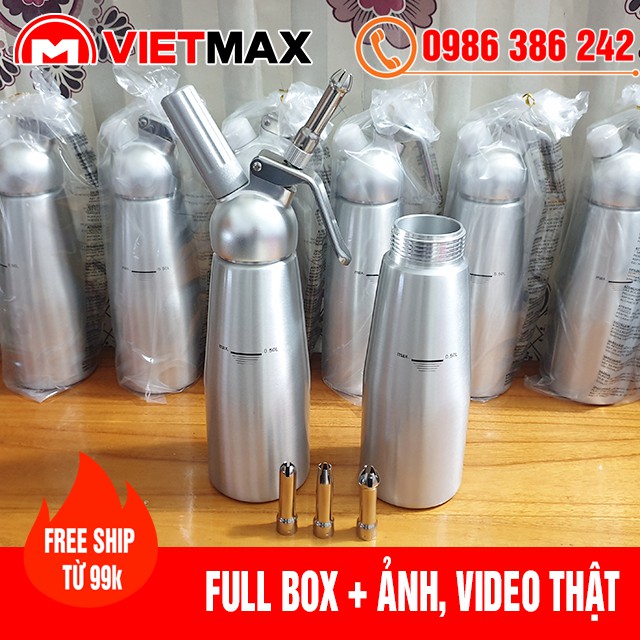 🎁 [HÀNG NHẬP KHẨU] Bình Xịt Kem Tươi Inox Whipper Cream 500ml