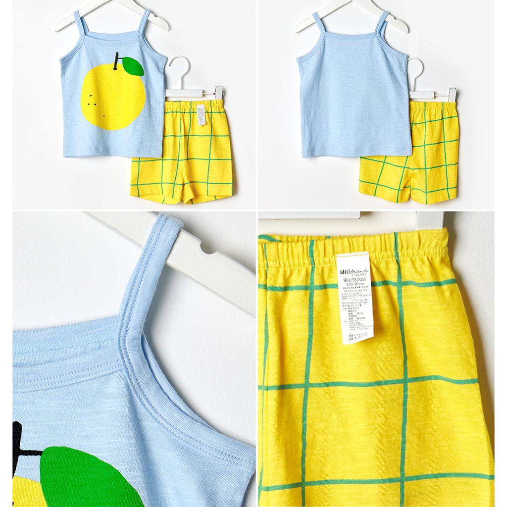 Set đồ ngủ 100% cotton hữu cơ không tay thời trang mùa hè thoáng mát dành cho bé trai