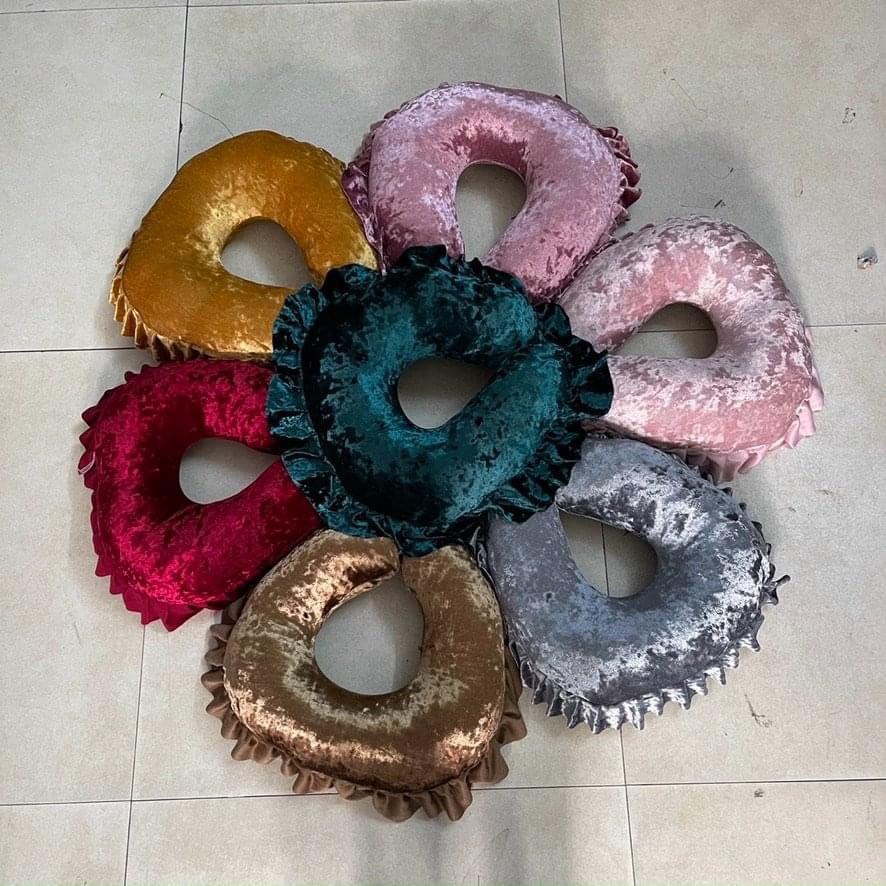 Gối úp mặt spa gội đầu dưỡng sinh chất liệu nhung nhám có tai bèo