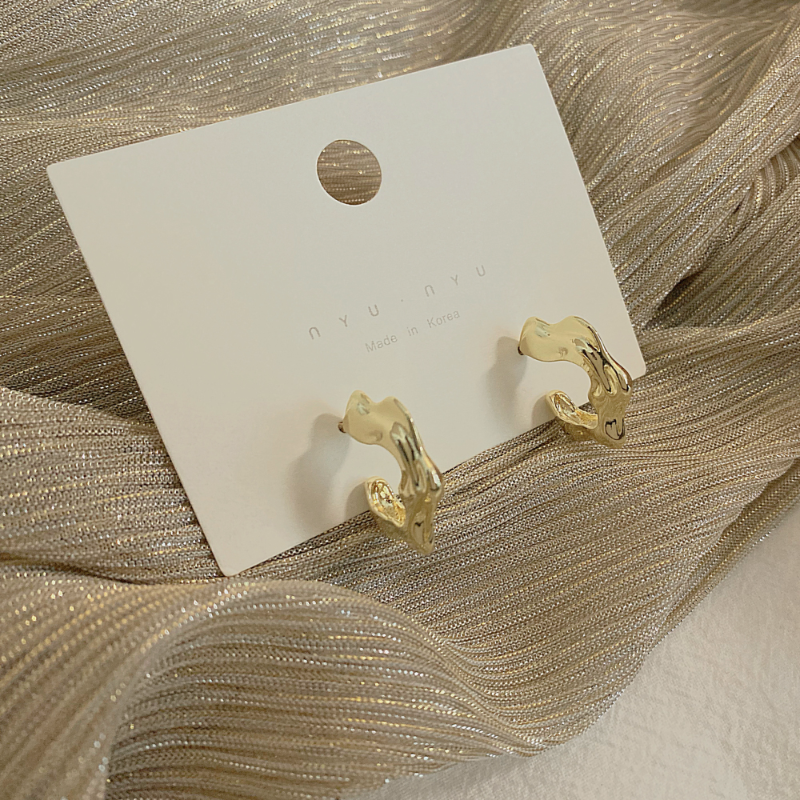 Bông Tai Hình Chữ C Màu Vàng Kim Phong Cách Hàn Quốc Cổ Điển Thời Trang Cho Nữ