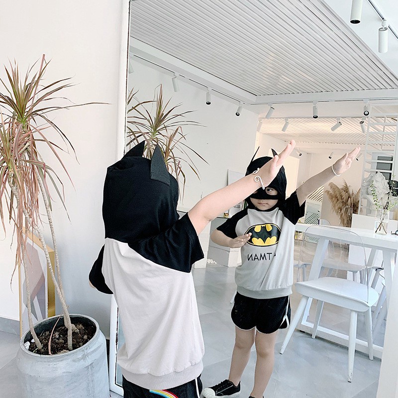 Áo hoodie ngắn tay kèm quần dài hóa trang siêu anh hùng thời trang cho bé trai