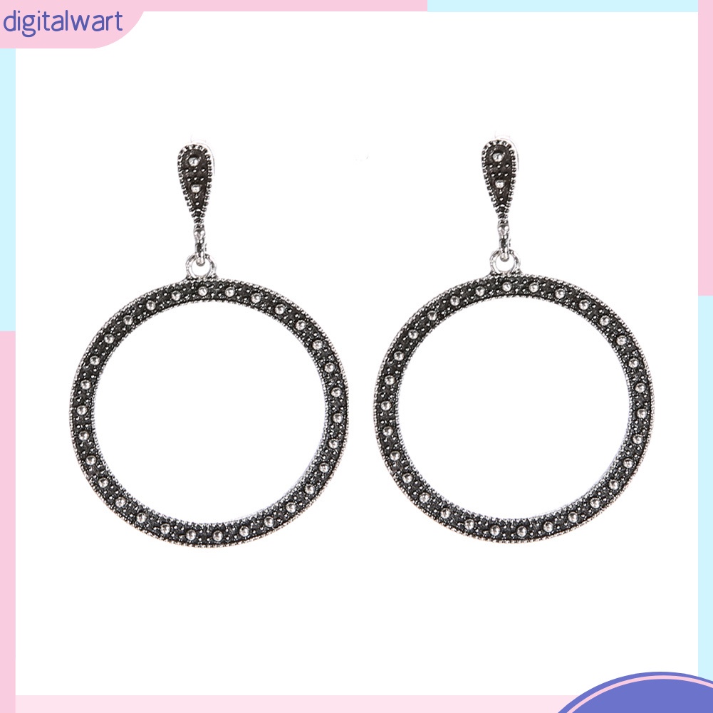 Đôi bông tai vòng tròn đính đá kiểu dáng cổ điển cho nữ