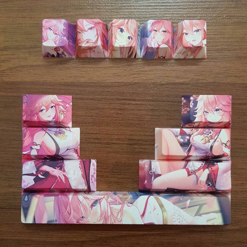 Keycap genshin impact PBT dày in dyesub5mặt Modifier yelan yoimiya eula keqing ganyu raiden yae ayaka hutao