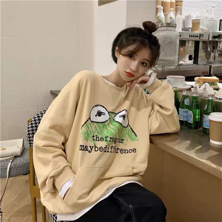 Áo sweater nỉ unisex form rộng Đầu Ếch phong cách ulzzang Wind Thu Đông | BigBuy360 - bigbuy360.vn