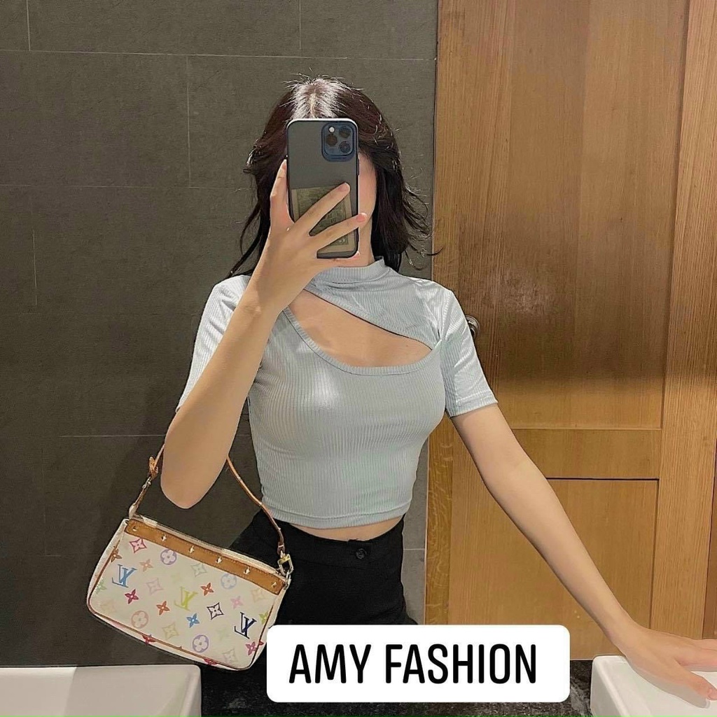 Áo Thun Gân Ngắn Tay Khoét Ngực Siêu Xinh TTVV0285