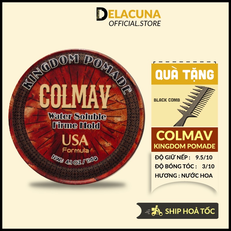 Sáp vuốt tóc nam Colmav Kingdom Pomade Ver 2 giữ nếp cao cấp hương nước hoa Delacuna C02