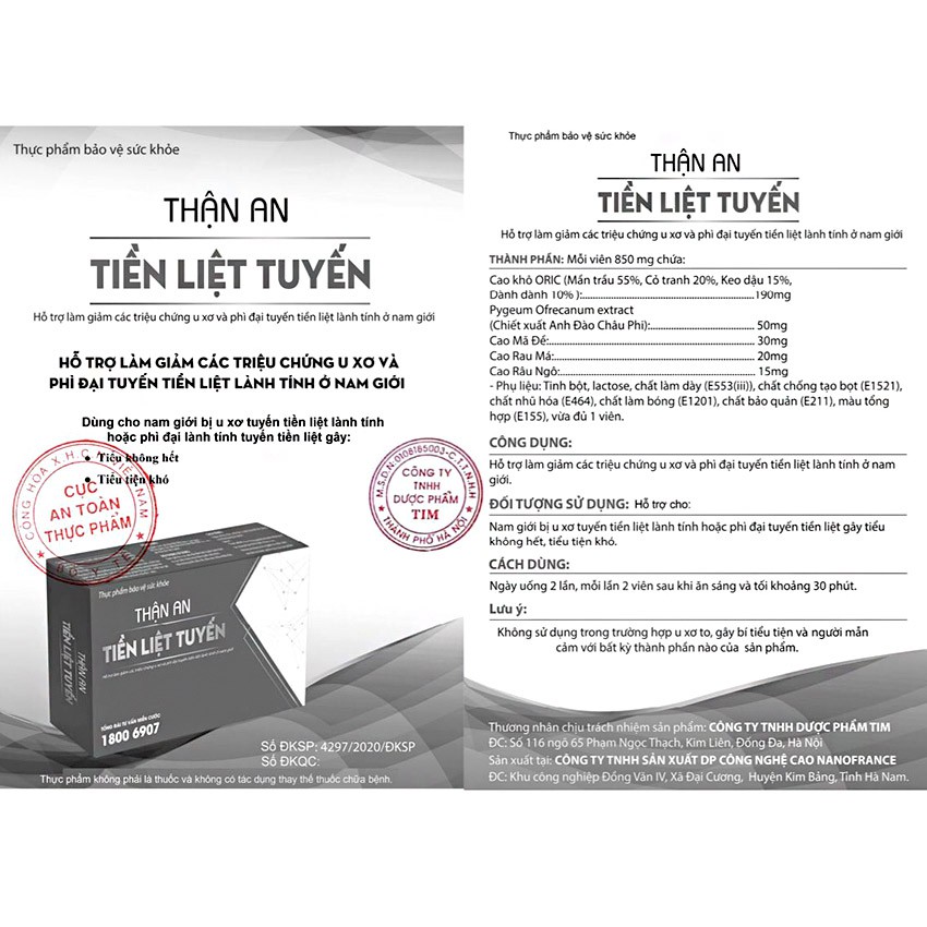 Thận An Tiền Liệt Tuyến - Hỗ Trợ Giảm U Xơ, Phì Đại Tiền Liệt Tuyến Lành Tính
