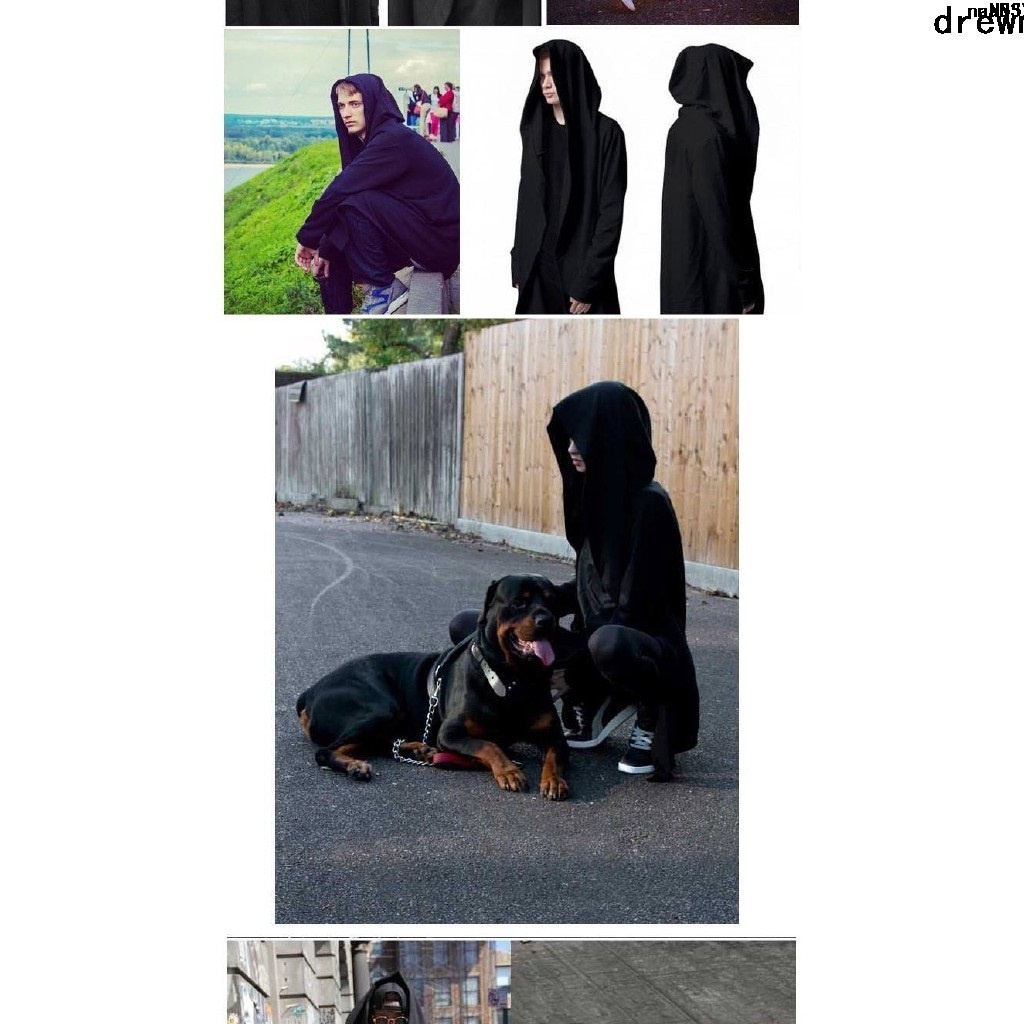 Áo Choàng Đen t Đen Phong Cách Áo Choàng Cho NamPhụ Kiện Trang Trí Hình Bàn Chân To Độc ĐáoÁo Choàng Dài Trung Học Có Mũ Trùm Chống Gió Kích Thước Đại Học {